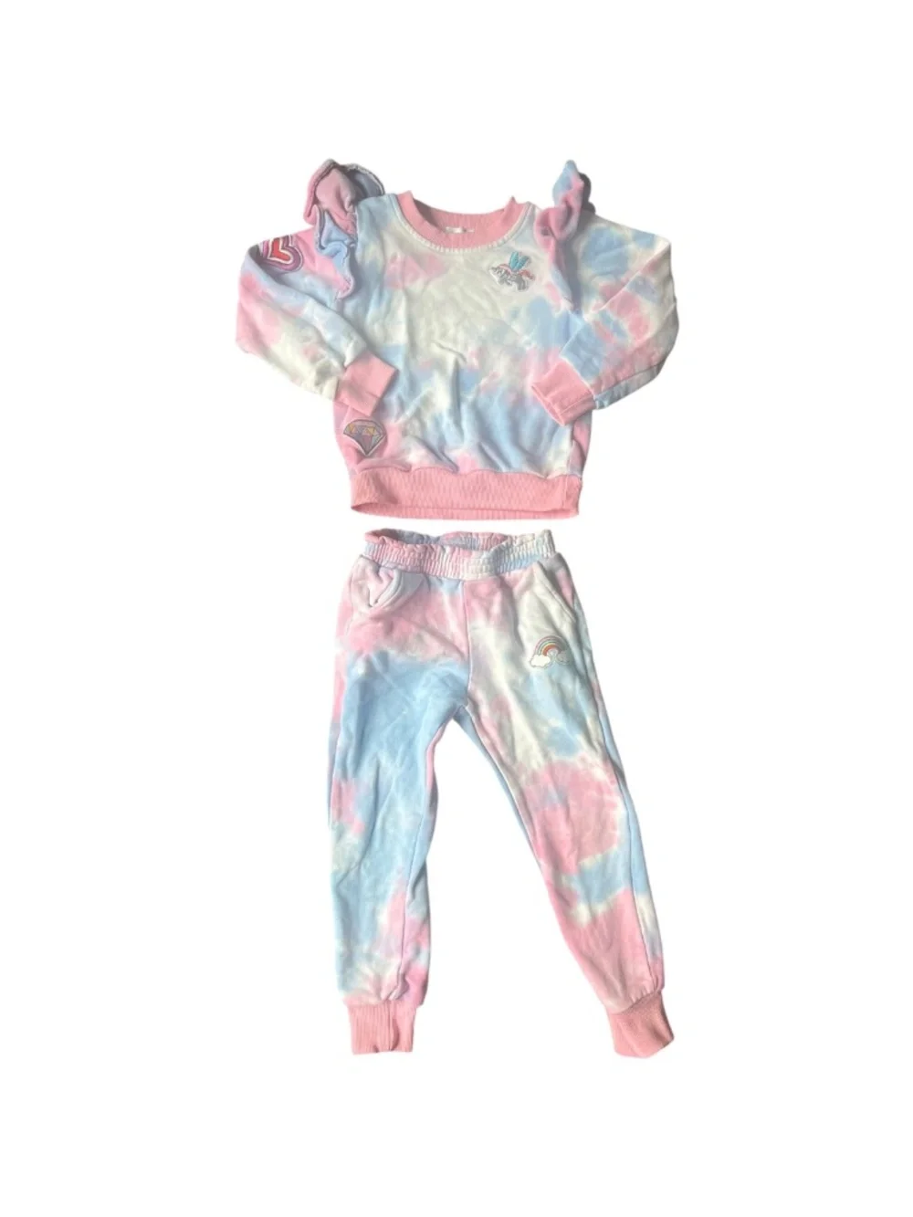Lola + The Boys Tie Dye Sweatshirt & Jogger Set Girls Size 6 Rainbow Unicorn